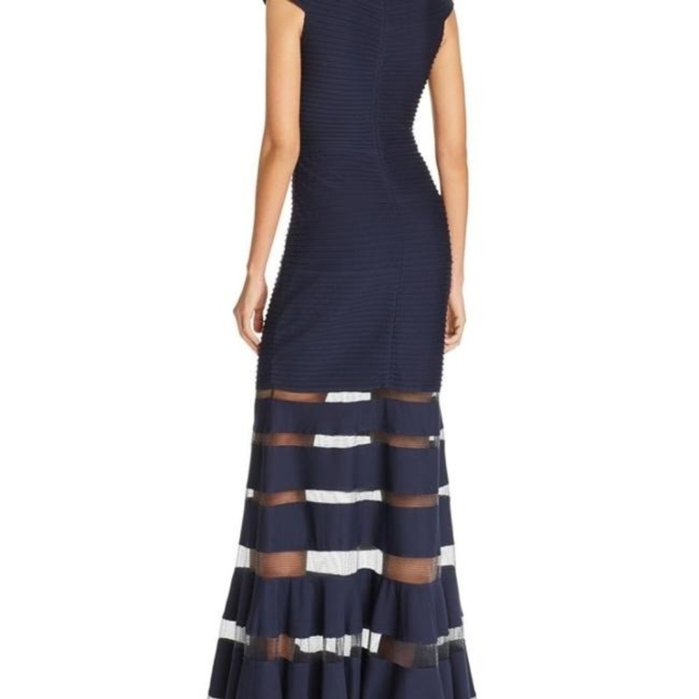 tadashi shoji navy pintuck dress